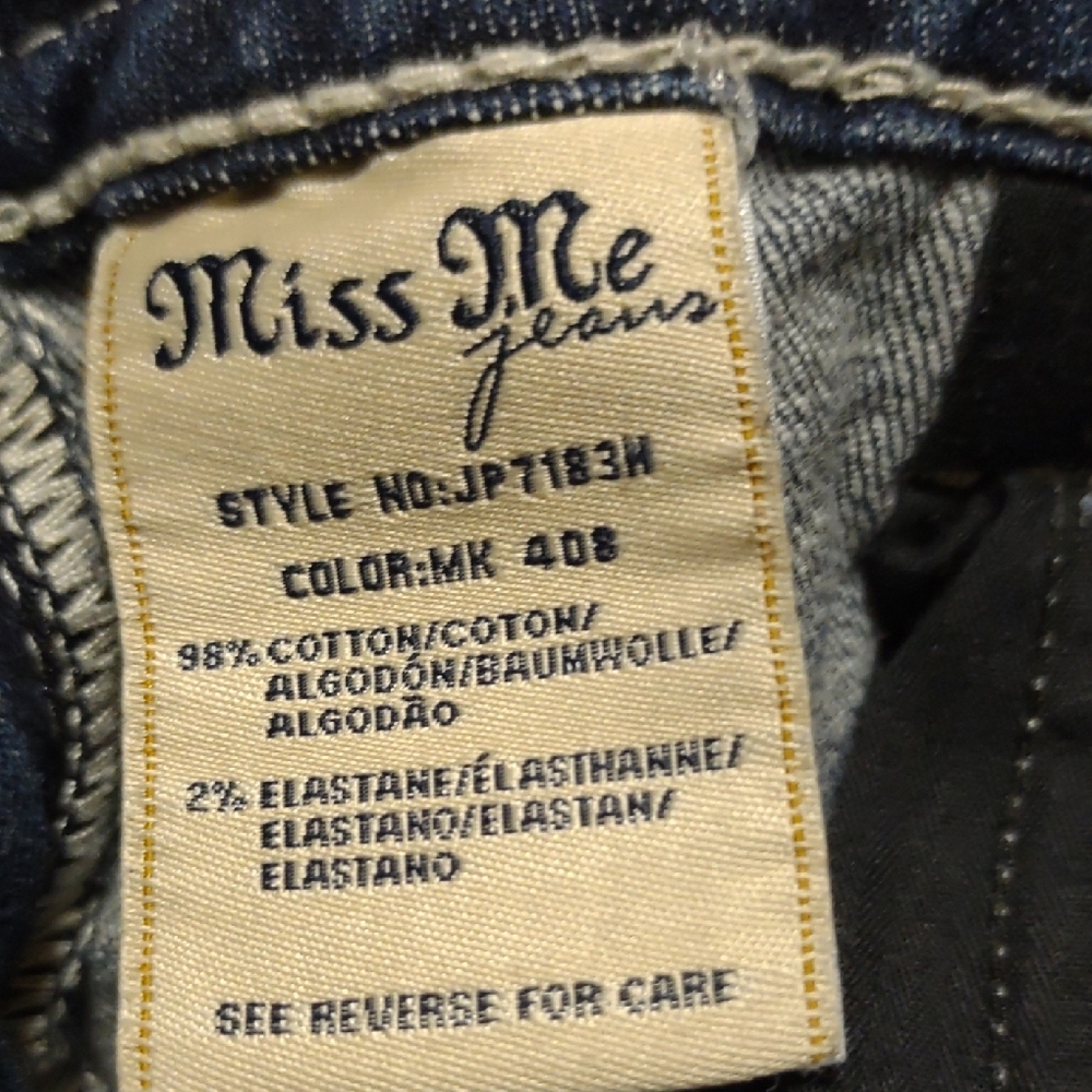 Miss Me Distressed Blue Jean Shorts with Multicolor Embroidery - Picture 9 of 11